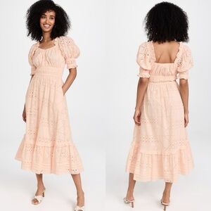 New Cleobella Florence Midi Dress 100% Organic Cotton in Light Shell Pink Size M